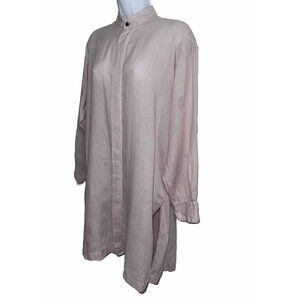 Eskandar Pastel Pink Linen Tunic Cover Up Caftan Beach Lagenlook Women Size 0 XS